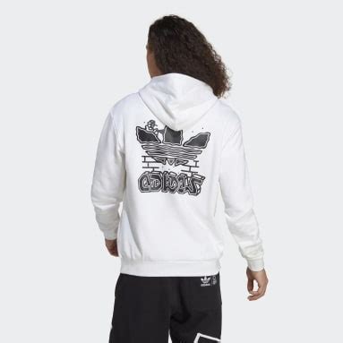 adidas trainingshoodie weisse schultern und wesse kapuze|Weiße Hoodies für Herren .